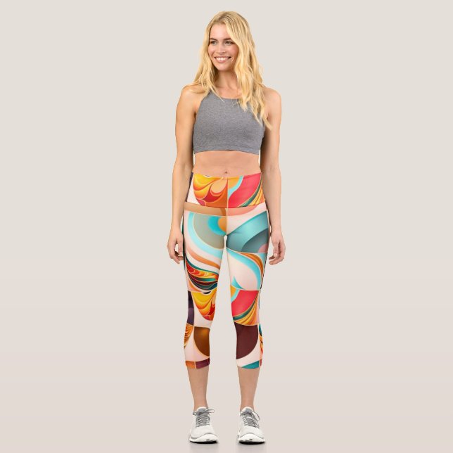Leggings Capri Collection Carré moderne rétro Abstraite (Recto)