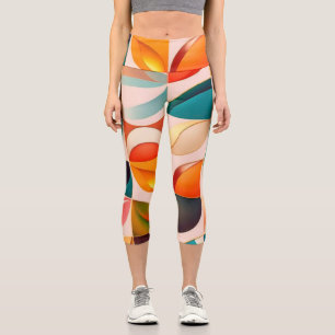 Leggings Capri Collection de Carrés Abstraits rétro populaire