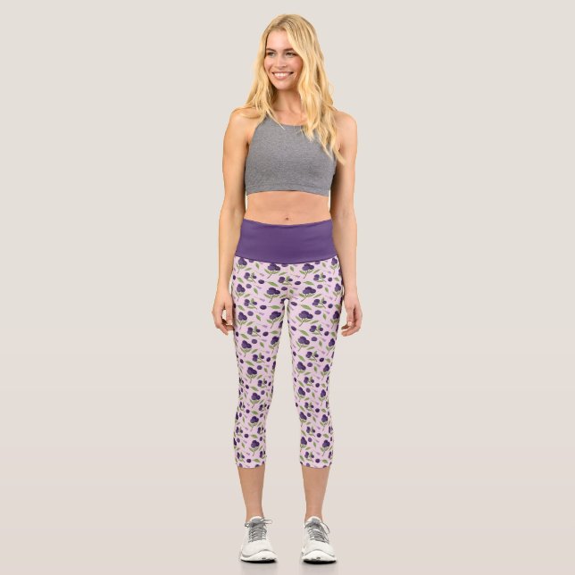 Leggings Capri Collection de Motifs de paniers de fruits - bleuet (Recto)