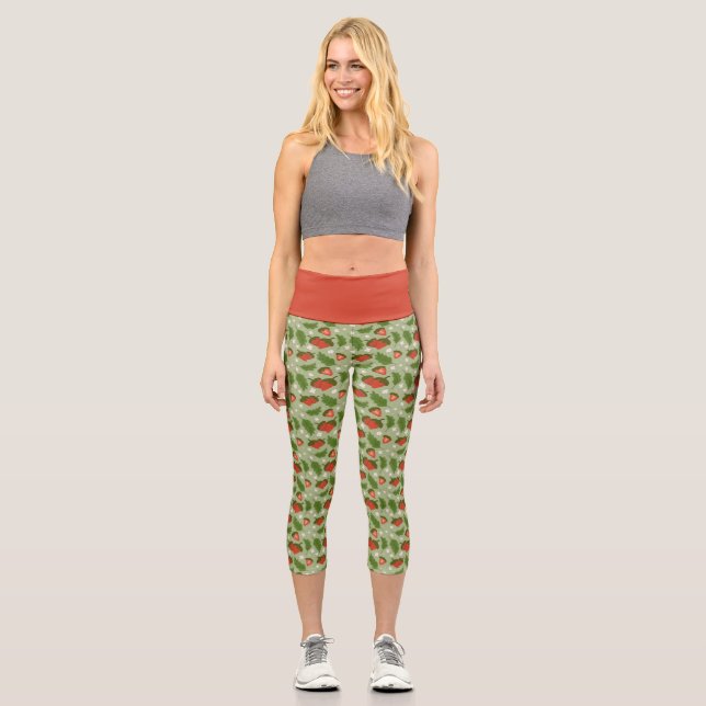 Leggings Capri Collection de Motifs de paniers de fruits - Fraise (Recto)