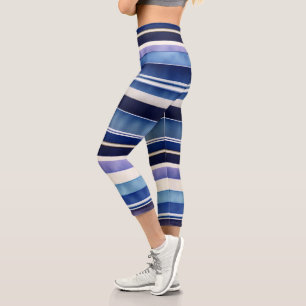 Leggings Capri Collection de rayures de bateaux bleus de la Marin