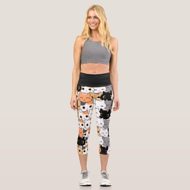 Leggings Capri Collectionneuse de chats (Recto)