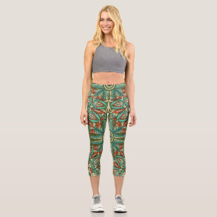 Leggings Capri Coloré Arabesque ethnique : Ornement Vintage