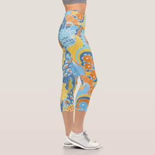 Leggings Capri Coloré Moderne Floral Abstrait Fille Chic Motif