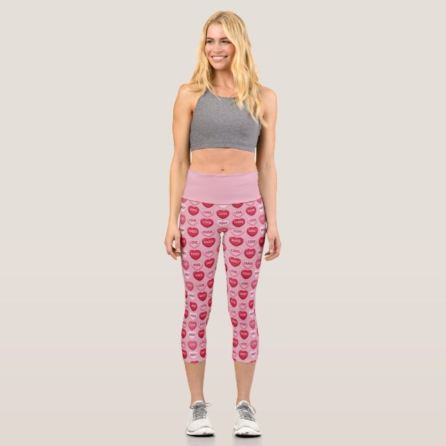 Leggings Capri colorful candy Valentine's day heart pattern (Recto)