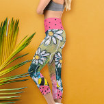 Leggings Capri Colorful Flowers and Bees Steampunk Artistic Cute<br><div class="desc">This fun design features whimsical daisies and steampunk bees on a colorful background of greens and pinks from my original mixed media and collage art.</div>