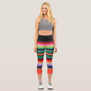Leggings Capri Colorful Striped Mexicain impression générale