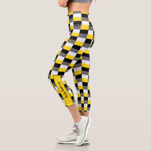 Leggings Capri Combinaison de couleurs jaune, noir et gris