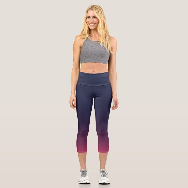 Leggings Capri con gradiente de Azul, Violeta y Rosa (Recto)