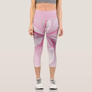 Leggings Capri Conception Abstraite de fractal rose pâle moderne