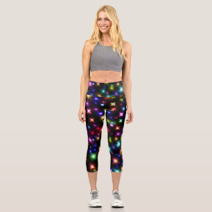 Leggings Capri Conception de feux d'artifice Étoiles Colorées