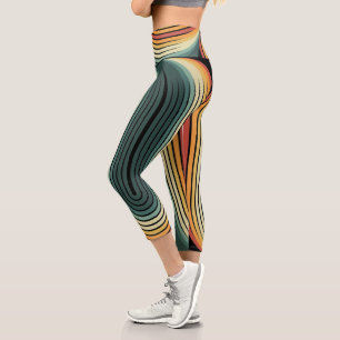 Leggings Capri Conception géométrique tropicale des années 80 