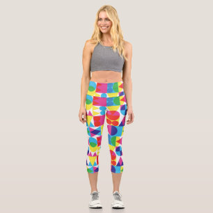 Leggings Capri Conception motif géométrique Abstraite et colorée.