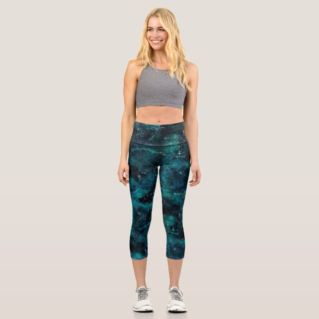 Leggings Capri Conception Série Galaxie Sarcelle 4   (Recto)