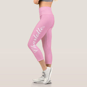 Leggings Capri Concevez Votre Propre Nom sur Rose Clair Élégant