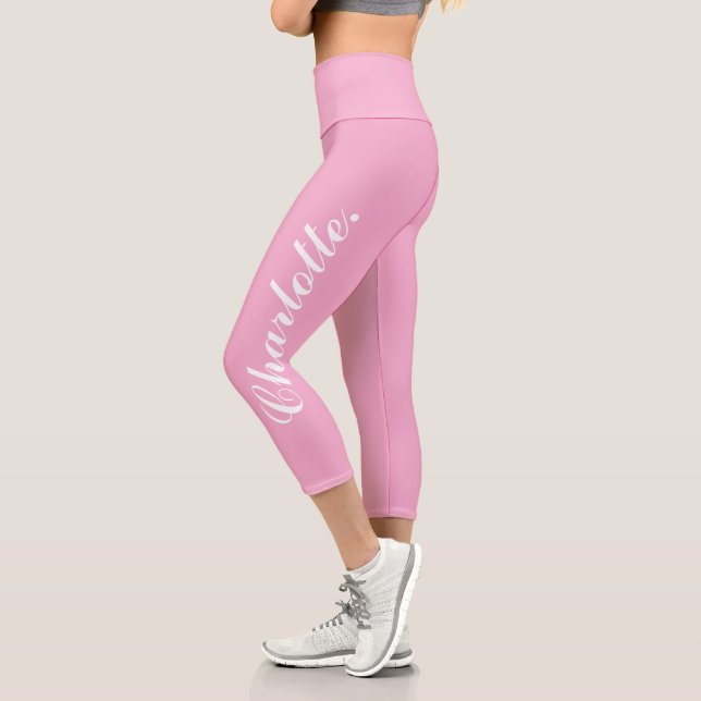 Leggings Capri Concevez Votre Propre Nom sur Rose Clair Élégant (Gauche)