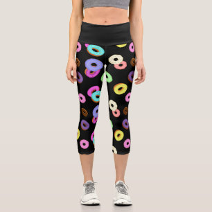 Leggings Capri Cool amusant beignets colorés motif noir