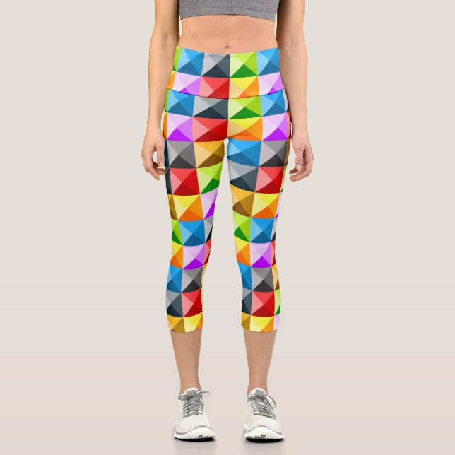 Leggings Capri Cool de maquette triangle coloré motif géométrique (Recto)
