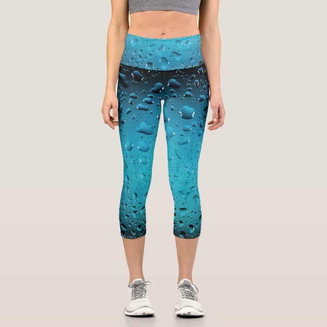 Leggings Capri Cool élégant Bleu gouttes d'eau (Recto)