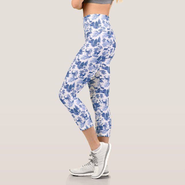 Leggings Capri Cool Elegant Blue Deer French Toile (Gauche)