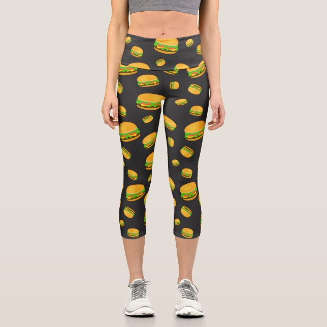 Leggings Capri Cool et amusant yummy burger motif (Recto)