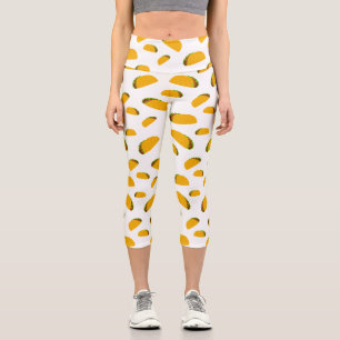 Leggings Capri Cool et amusant yummy taco motif blanc