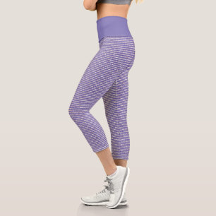 Leggings Capri Cool Lavender Lilac Mince Motif de bande horizonta