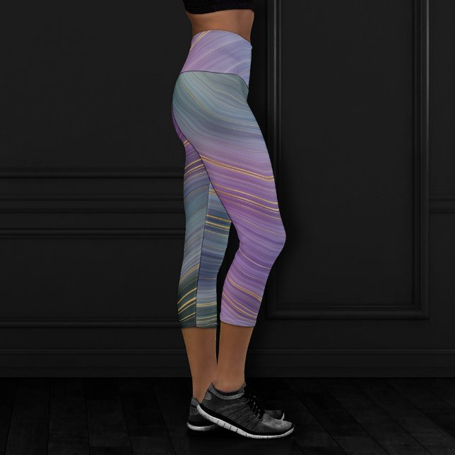 Leggings Capri Cool Strata | Belle Agate bleu violet et or (Créateur téléchargé)