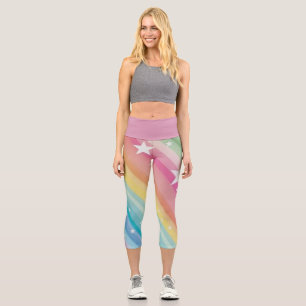Leggings Capri Coolnut Rainbow Stars Stripes haut taille Capris