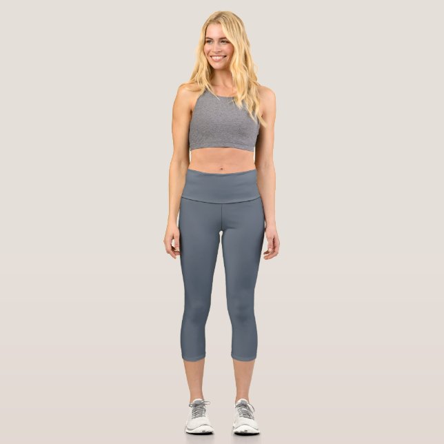 Leggings Capri Corail noir (couleur unie)  (Recto)