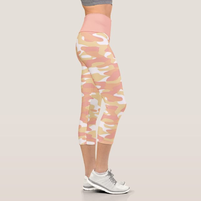 Leggings Capri Coral rouge orange jaune blanc Motif Camouflage (Droite)