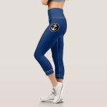 Leggings Capri Corde Ancre nautique Bleu Noir Blancs<br><div class="desc">Les leggings Capri pour femmes avec une ancre et une corde de bateau nautique sur mesure avec des rayures noires et blanches sur un bleu marine élégant ou facilement customiser pour correspondre à votre couleur préférée.</div>