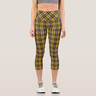 Leggings Capri Cornouailles National Tartan Jaune et Noir Plaid