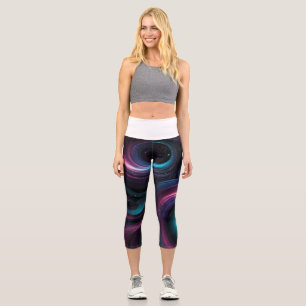 Leggings Capri 🌌 Cosmic Swirls: Galaxy-Inspired Abstract Design 