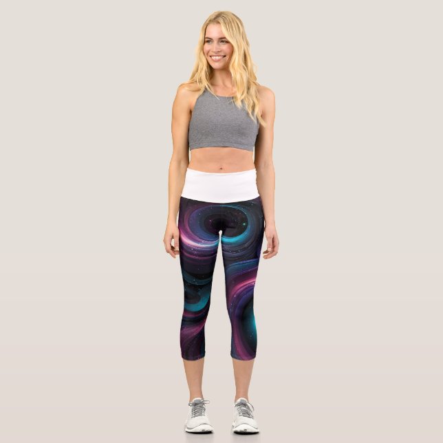 Leggings Capri 🌌 Cosmic Swirls: Galaxy-Inspired Abstract Design  (Recto)