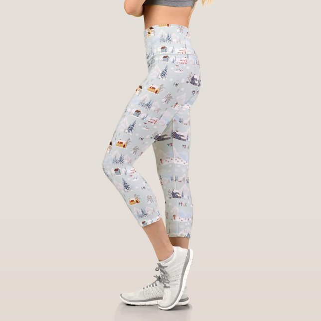 Leggings Capri Cosy Winter Wonderland Village de patinage sur gla (Gauche)