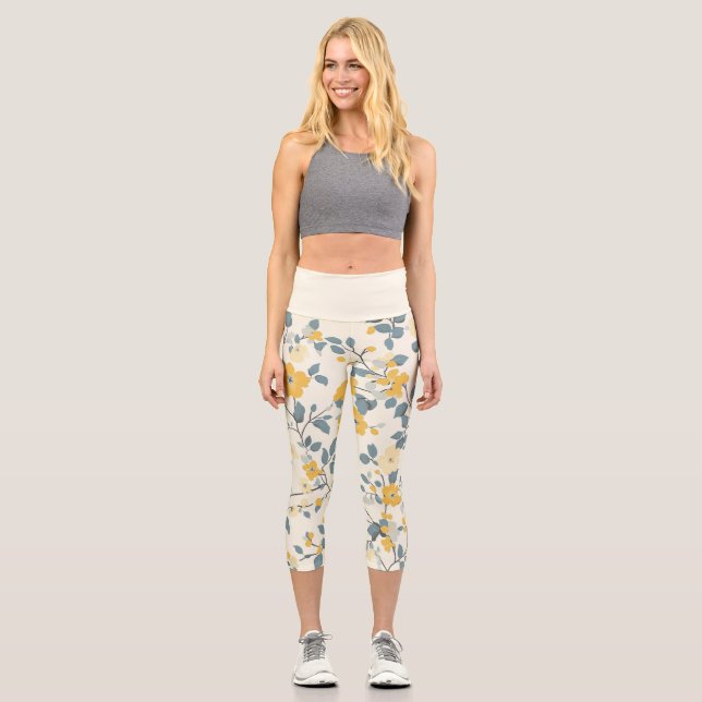 Leggings Capri Cottage jaune Floral (Recto)