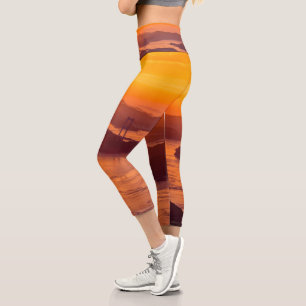 Leggings Capri Coucher de soleil sur le pont Kurushima Kaikyo et