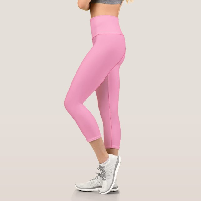 Leggings Capri Couleur carnation rose solide | Classique | Élégan (Gauche)