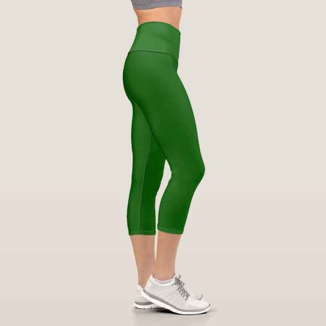Leggings Capri Couleur de la plaine solide verte Lincoln (Droite)