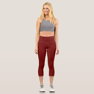 Leggings Capri Couleur rouge sang noir uni