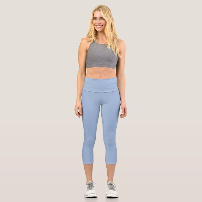 Leggings Capri Couleur solide bleu cérulean (Recto)