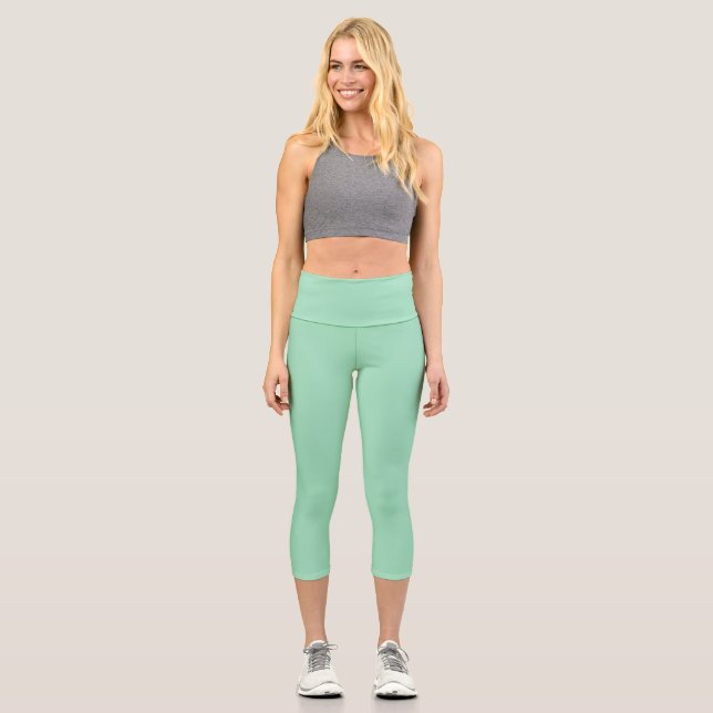 Leggings Capri Couleur solide verte marine (Recto)