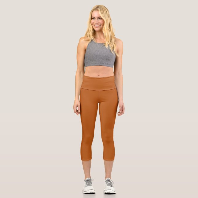 Leggings Capri Couleur uni orange brillant (Recto)