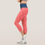 Leggings Capri Couleurs Arrière - plans personnalisées Ancre blan<br><div class="desc">Légendes de style nautique de longueur capri avec un motif d'ancrage blanc avec une couleur arrière - plan modifiable, cliquez sur le bouton personnaliser pour modifier la couleur arrière - plan du calque avant et taille. *Veuillez noter que le filigrane Zazzle qui apparaît dans l'aperçu du zoom n'apparaîtra PAS sur...</div>
