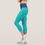 Leggings Capri Couleurs Arrière - plans personnalisées Ancre blan<br><div class="desc">Légendes de style nautique de longueur capri avec un motif d'ancrage blanc avec une couleur arrière - plan modifiable, cliquez sur le bouton personnaliser pour modifier la couleur arrière - plan du calque avant et taille. *Veuillez noter que le filigrane Zazzle qui apparaît dans l'aperçu du zoom n'apparaîtra PAS sur...</div>