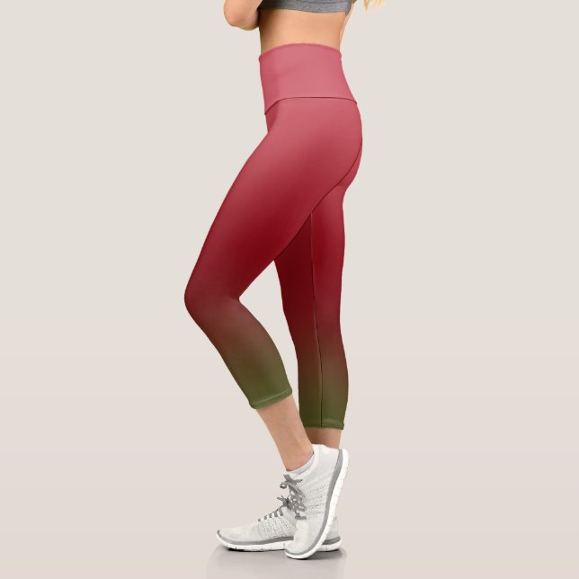 Leggings Capri Couleurs de Noël Ombre Yoga haute taille (Gauche)