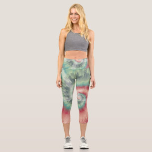 Leggings Capri Couleurs de Noël Tie Dye Yoga Pant