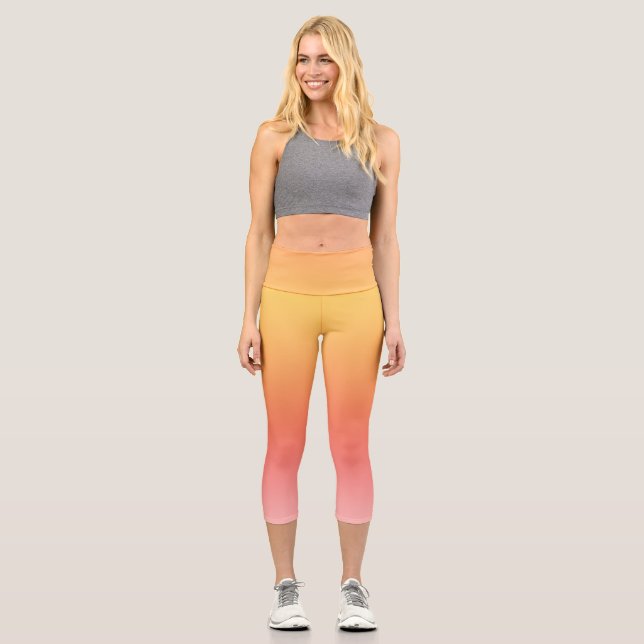 Leggings Capri Couleurs simples - Jaune à Misty Pink ombre (Recto)