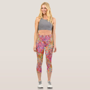 Leggings Capri Couleurs Uniques Pinceaux Artistiques Taches Aquar